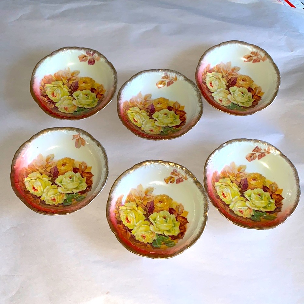 Old Ivory Germany Mini Bowls lot of 6 Vintage 5 1/2 X 5 1/2 Signed
